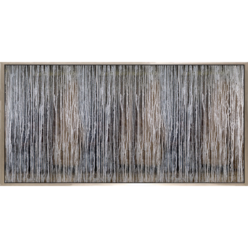 Silver Rain Painting, 24" H x 48" W