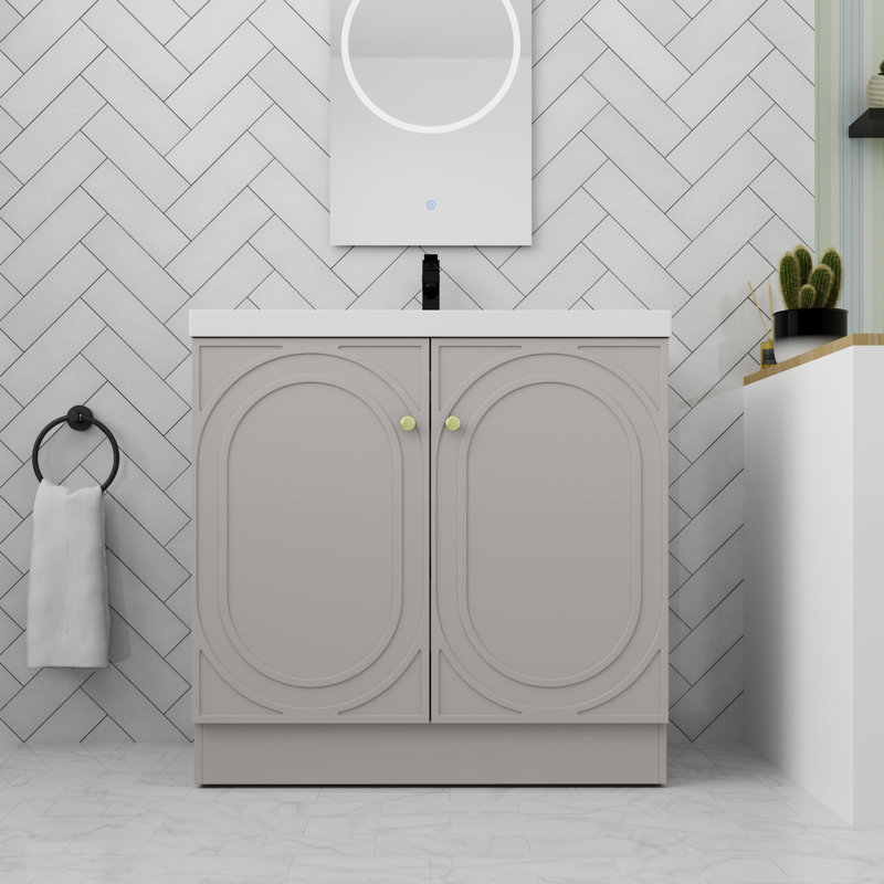 Meuble-lavabo autoportant avec porte à fermeture douce 36 po., Kaki