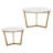Modern Round Nesting Coffee Table Set 2-Piece White & Marbling Top Gold Base