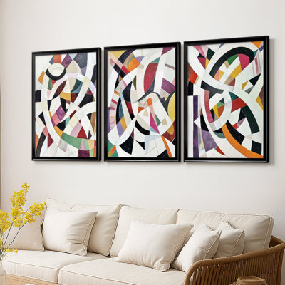 ABSTRACT Series LVIII  -Custom Framed  Wrapped Gallery Canvas - 3 Pieces