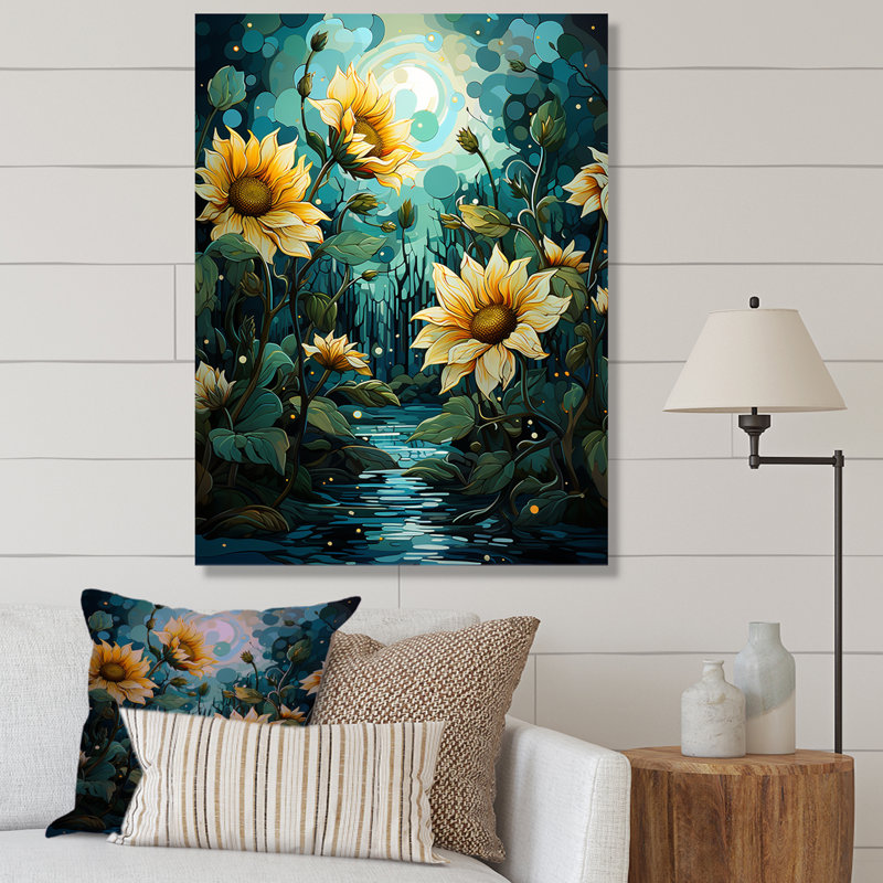 Tournesols méticuleusement sur toile, H 32 po x l 24 po x P 1 po, Toile tendue