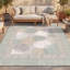 Tapis Knoll2 Modern Circles géométrique vert crème gris blanc antidérapant à poils courts, lavable, pour l'intérieur et l'extérieur, idéal pour les animaux domestiques, salon, chambre, salle à manger, entrée, couloir, bureau-96135524