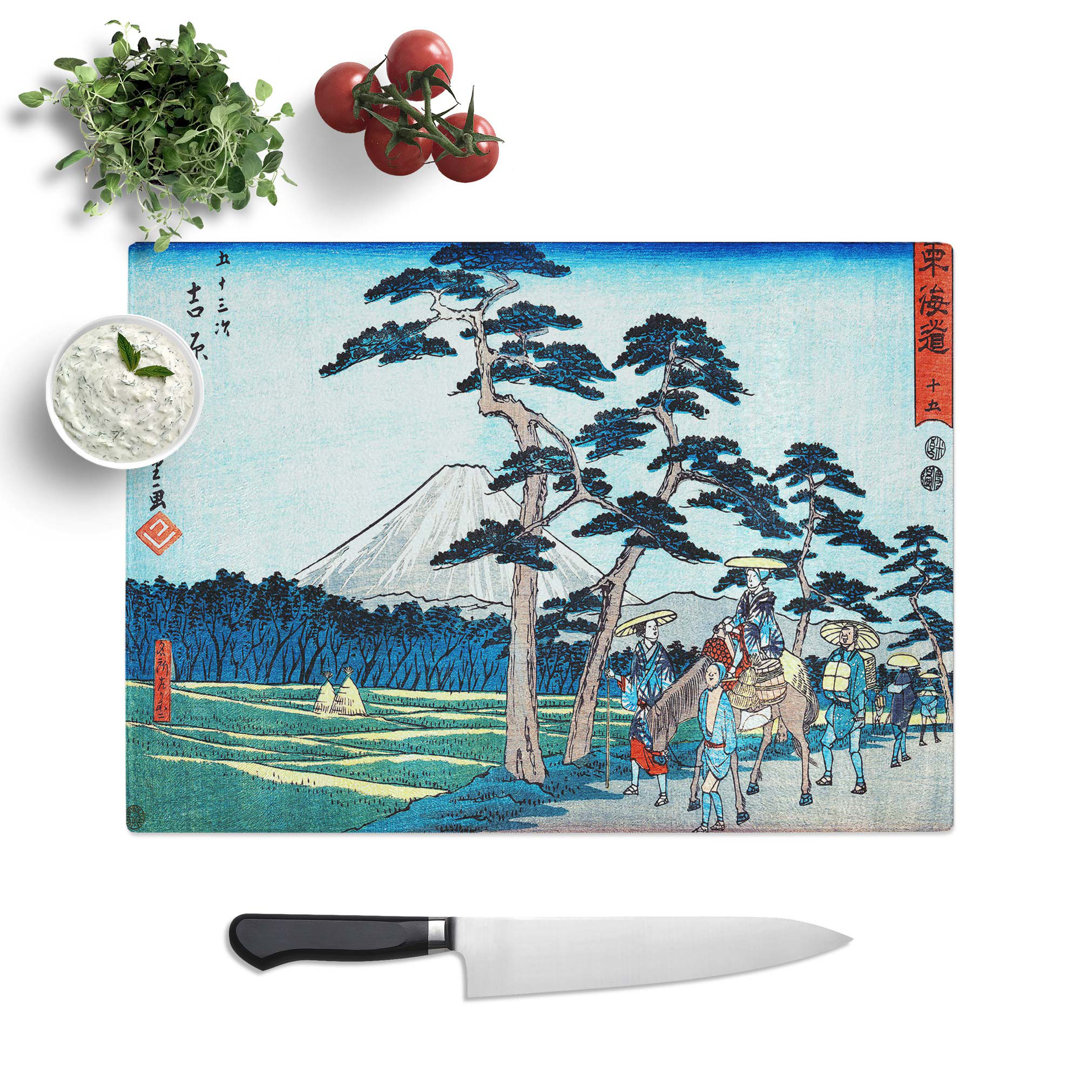 Tempered Glass Riding Past Mount Fuji by Utagawa Hiroshige Chopping Board