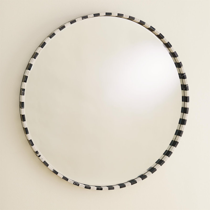 Round Marble Framed Wall Mounted Accent Mirror