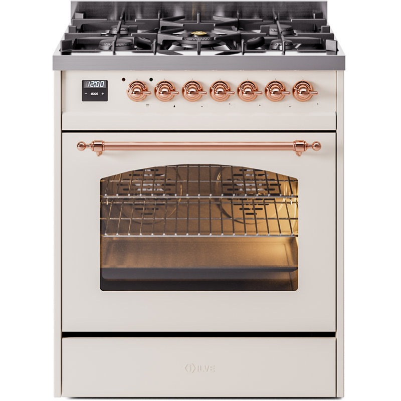 ILVE Nostalgie II 30 in Dual Fuel Range, Liquid Propane, Graphite Matte/Bronze