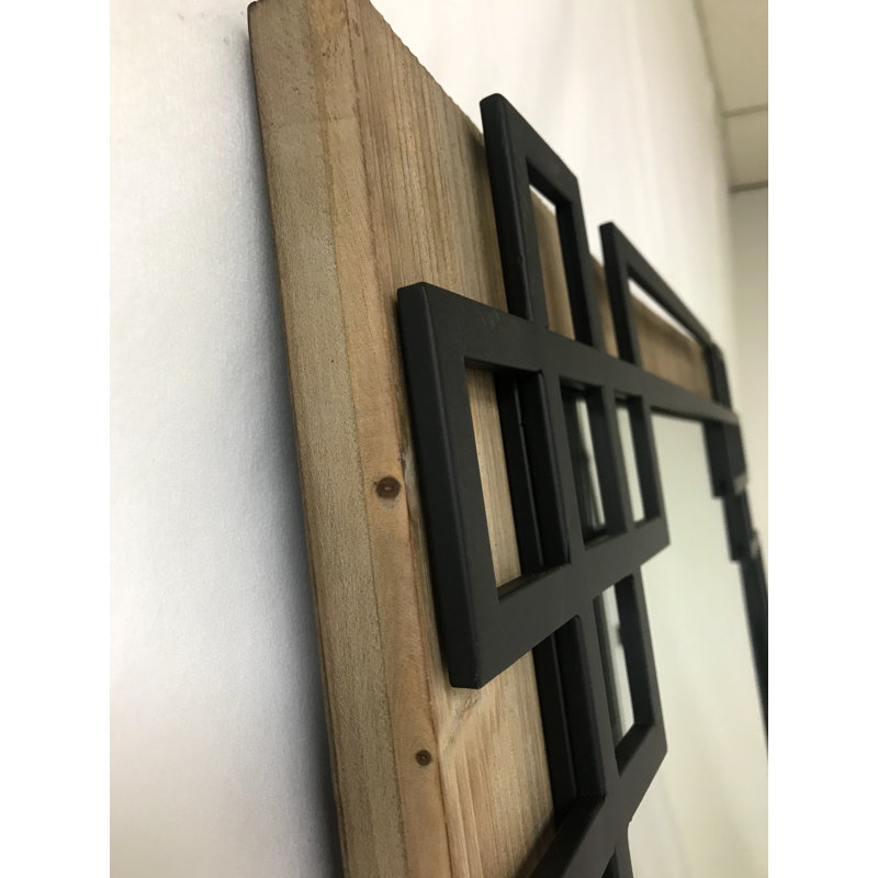 Miroir décoratif élégant, moderne et contemporain, Bois espresso, fer noir