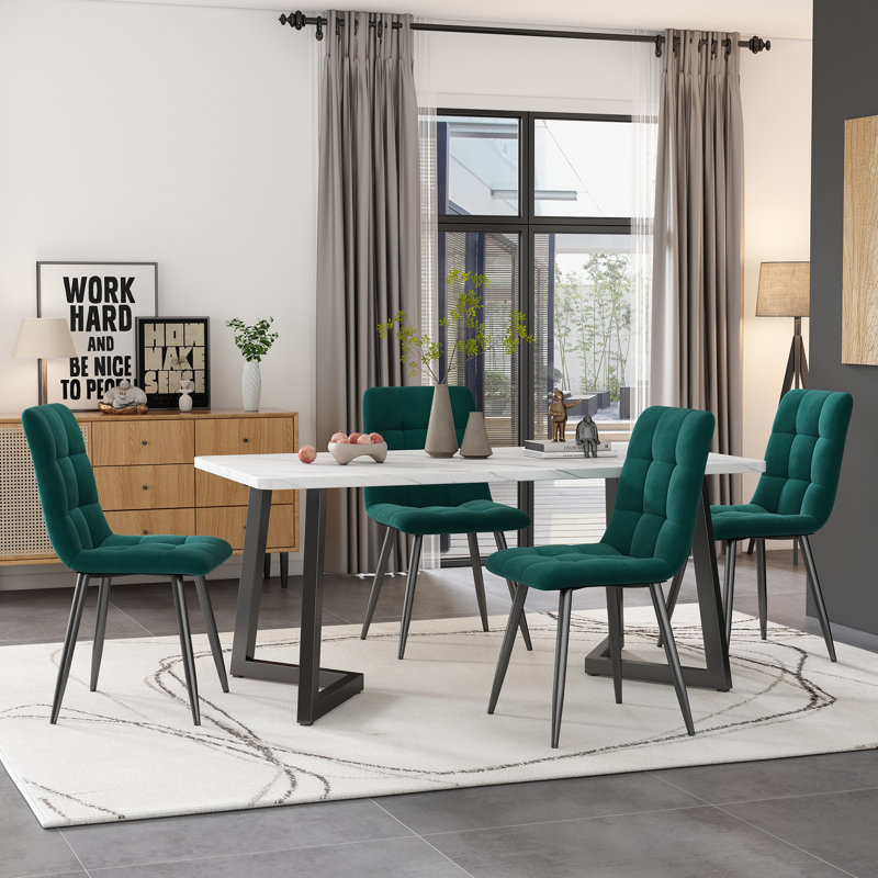 Tarik 4 -Person Dining Set, Green, Black