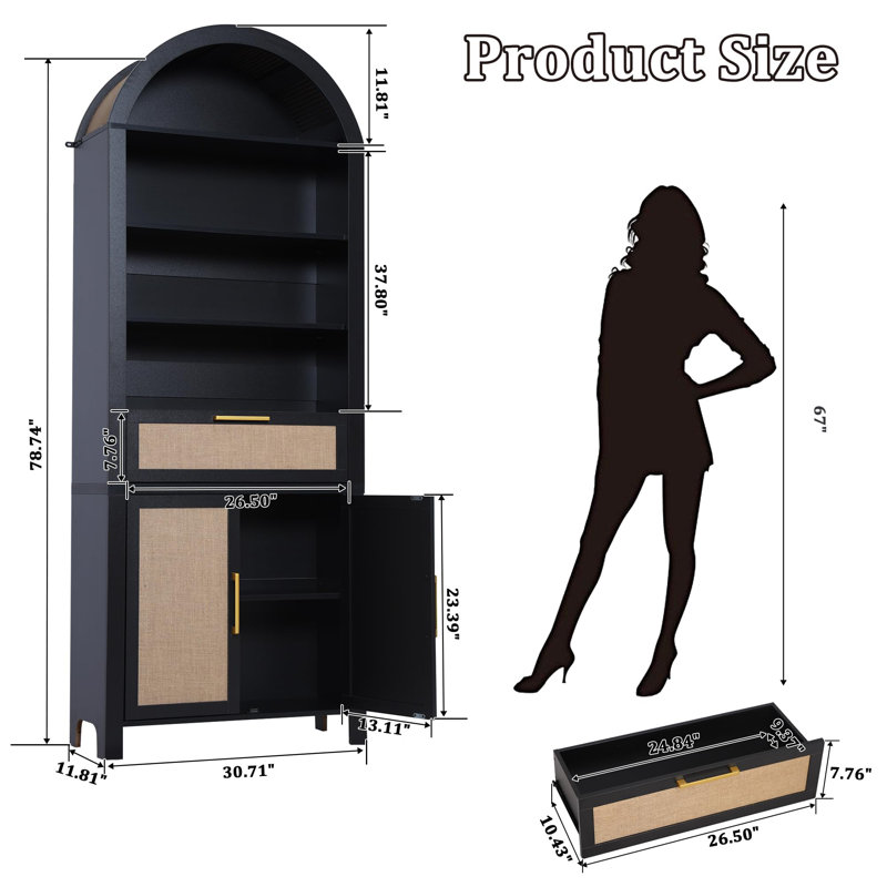 Mid Century Modern 6-Tier Cabinet, Black