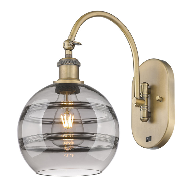 Chartoff Steel Armed Sconce, Light Smoke, Brushed Brass