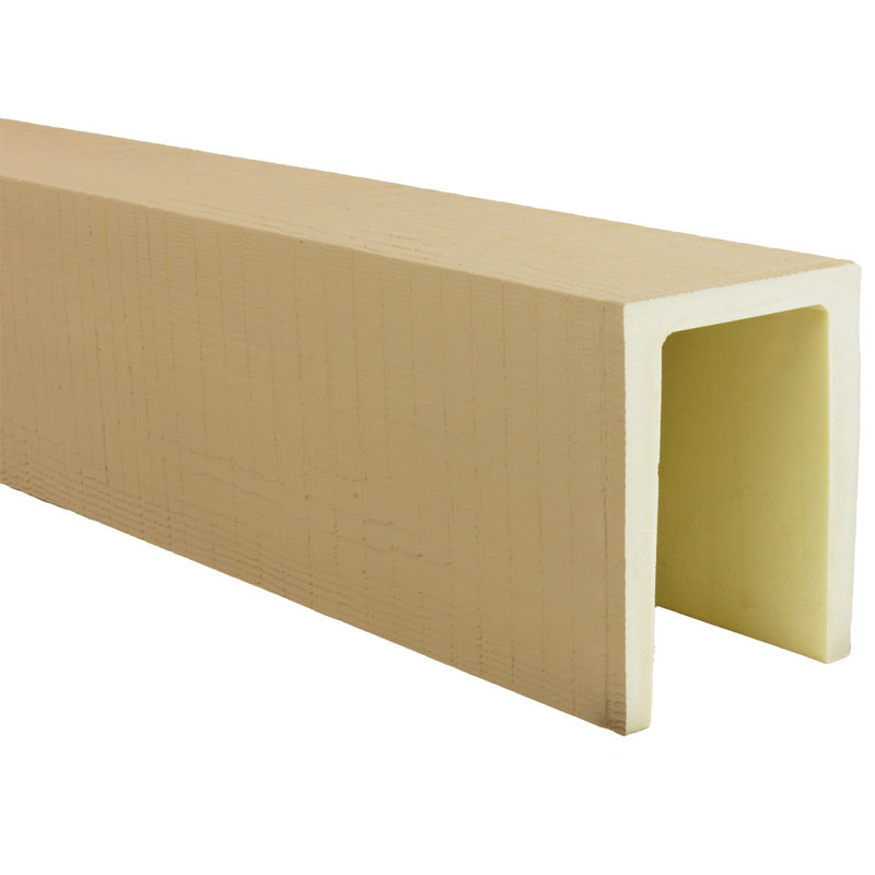 Rough Sawn Endurathane Faux Wood Beam Plank, Primed Tan, 5.5" H x 5.5" W x 144" D