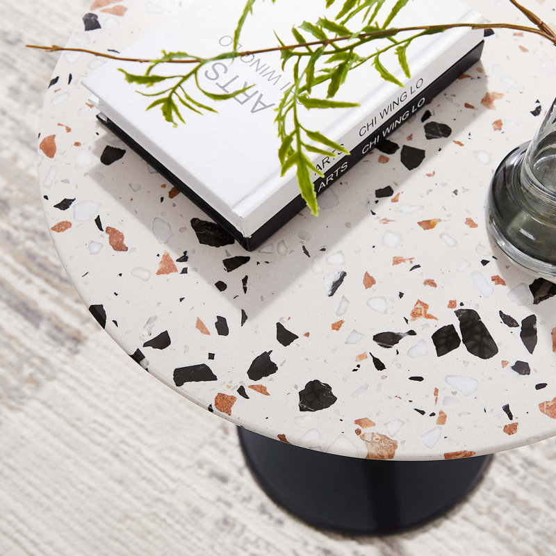 Modway Lippa 20" Round Terrazzo Side Table, Black