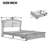 Full Size Upholstered Bed Frame With LED Lights, Modern Upholstered Princess Bed With Crown Headboard, 2 Drawers, Pink+White