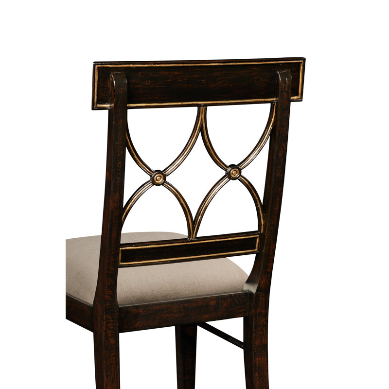 Upholstered Dining Chair, Tan, Ebonized