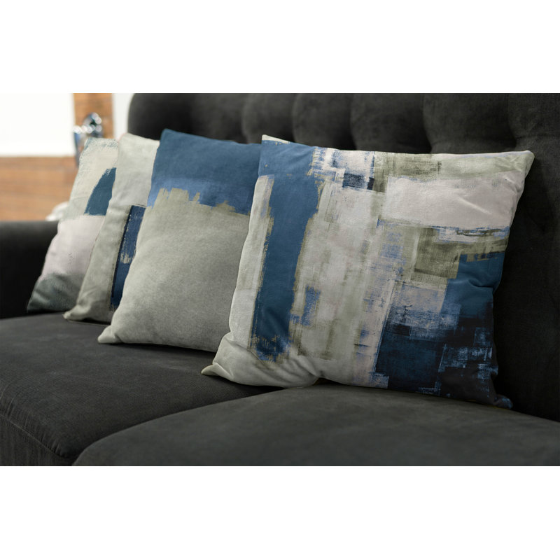 Reversible Pillow Cover, 20" H x 20" W, Sage Green / Petrol Blue