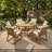 7-Piece Round Acacia Wood Patio Dining Set with Ergonomic Chairs and Removable Cushions-124955560