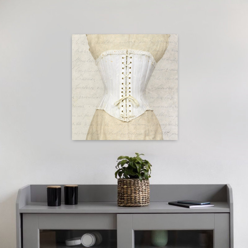 Art abstrait rétro corset III, H 18 po x l 18 po