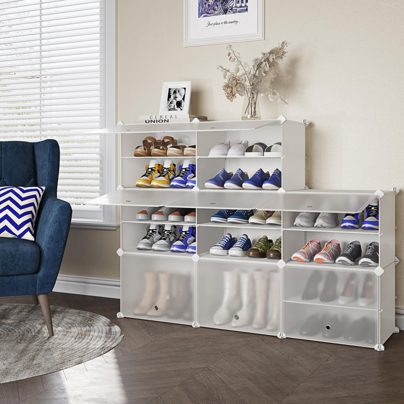 16 Pair Shoe Storage Cabinet, White
