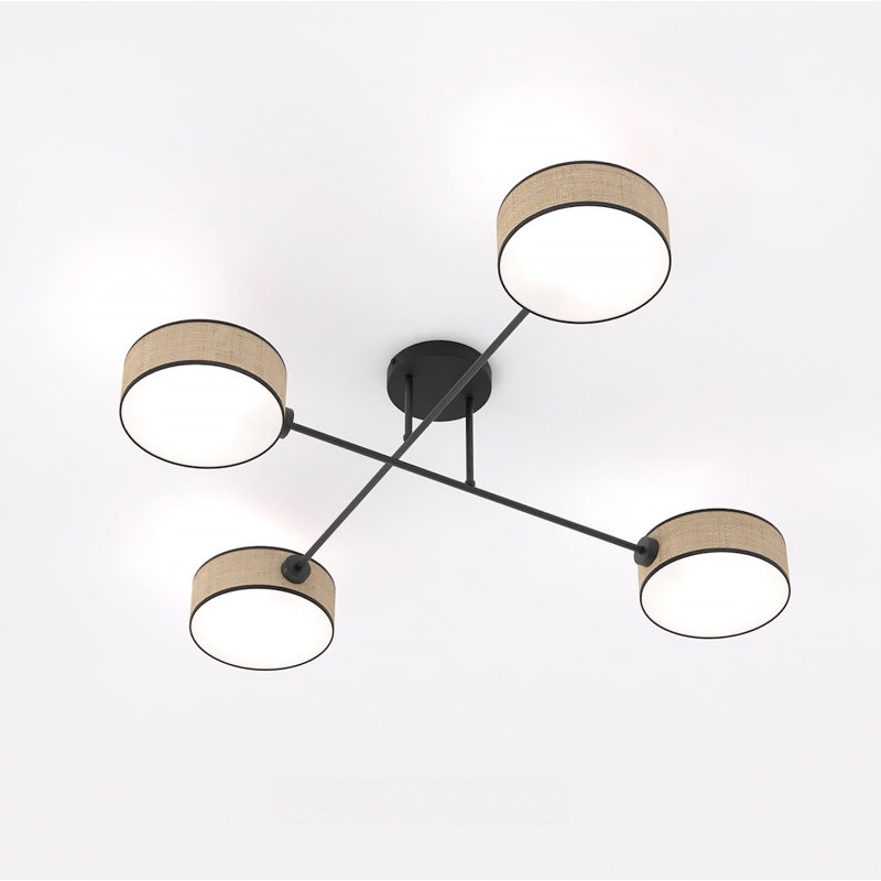 Spandrel Flush Mount, Brown, Rattan
