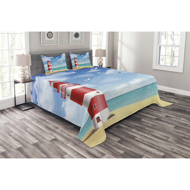 Coastal Polyester Duvet Cover, Queen Coverlet + 2 Shams