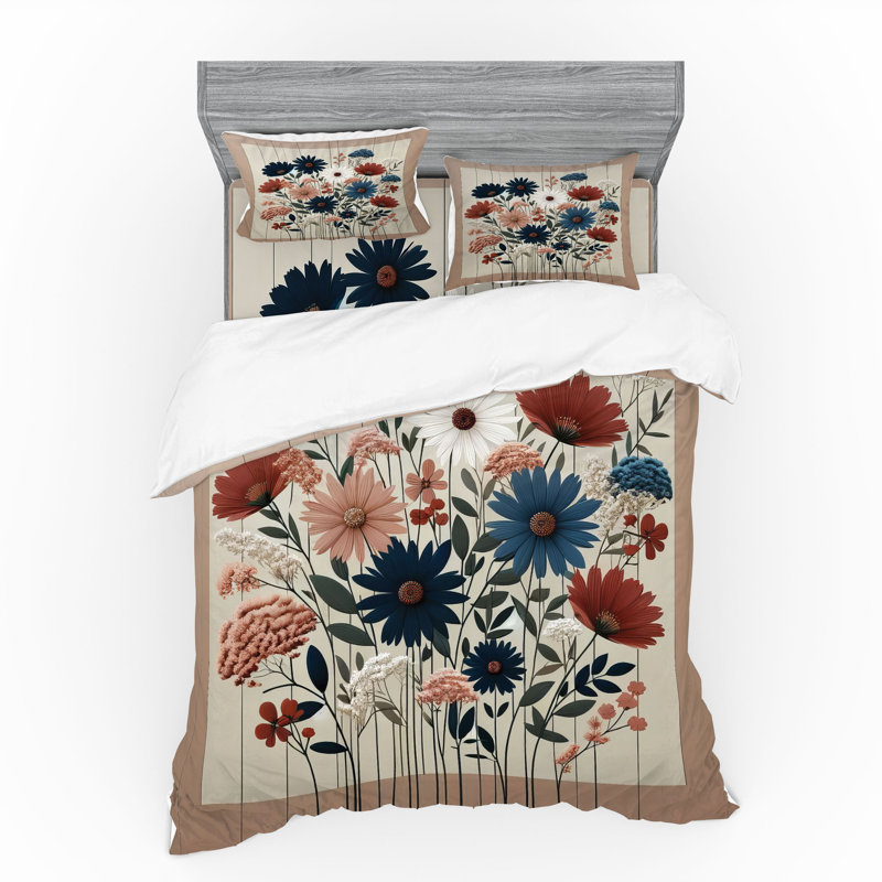 Polyester Floral Duvet Cover, California King Duvet Cover + 3 Additional Pieces