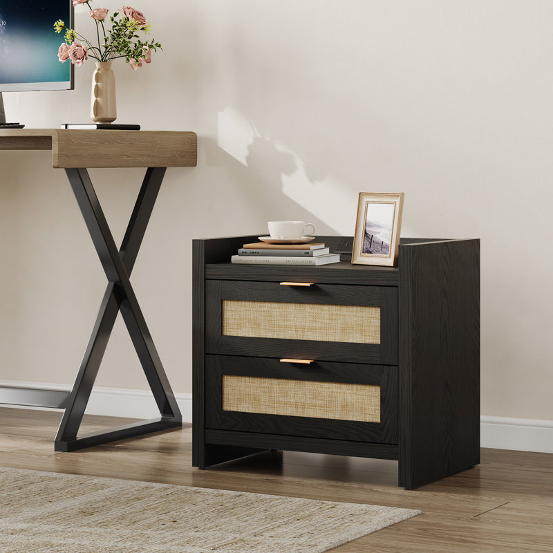 Amrutha 23.6'' W Nightstand, Black