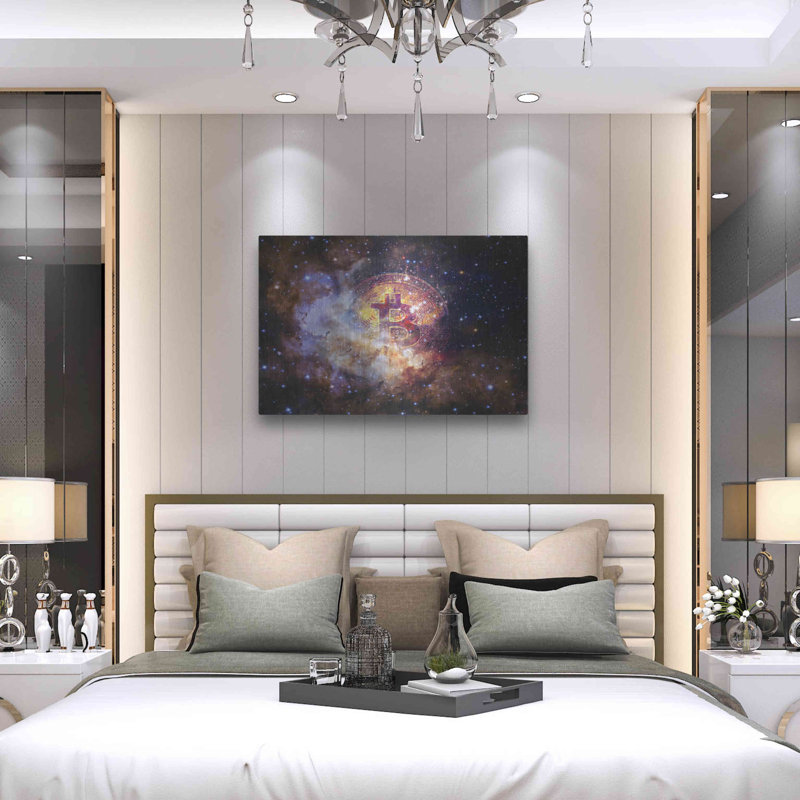 «Bitcoin Nebula», art mural en métal, H 24 po x l 36 po