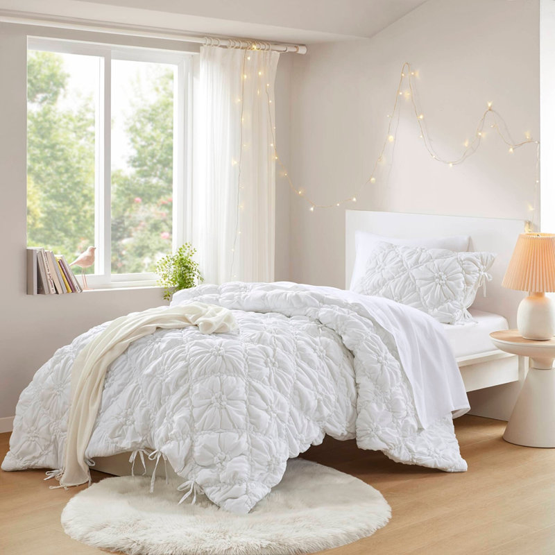 Ensemble d'édredon pour lit simple 2 pièces, Twin Sheet Set + 1 Additional Piece, White