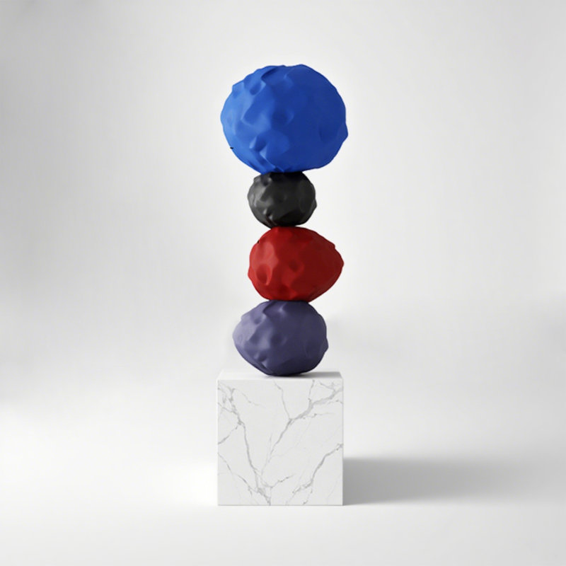 Colored Stone Rotating Fiberglass Reinforced Plastic Marble Base Floor Ornament