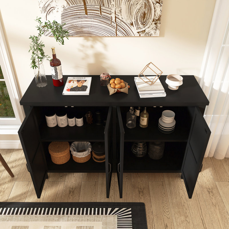Buffet 51 "à 4 portes avec tablettes réglables 51", Noir