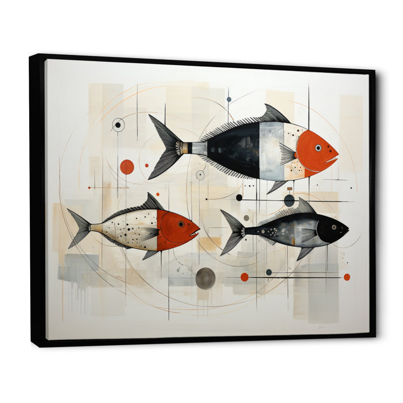 " Fishing Minimalist Marine ", 24" H x 32" W x 1" D, Black Floater Framed