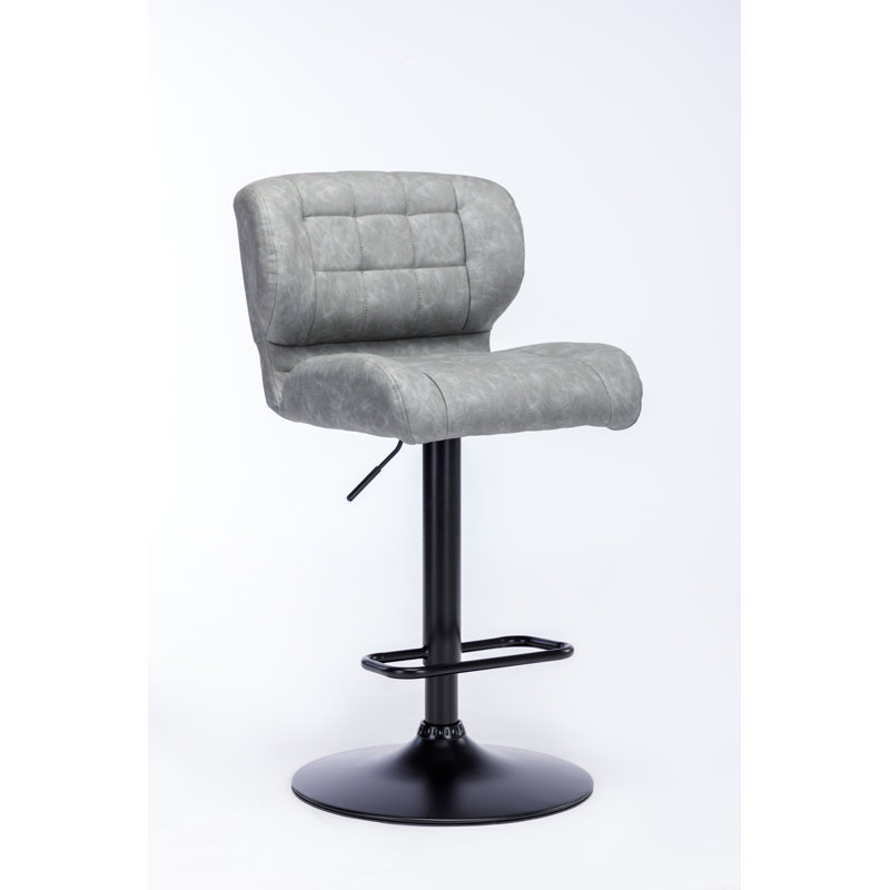 Harvey Swivel Adjustable Height Bar Stool, Pewter Gray