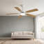 Ventilateur de plafond pour chambre à coucher et salon avec panneau de fibres à densité moyenne blanc, commande à distance et circulation d'air saisonnière