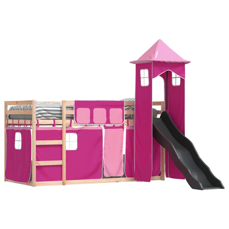 Mayweather Bunk Bed Themed Beds with Trundle Included, Pink, 80 x 200 cm, Natural