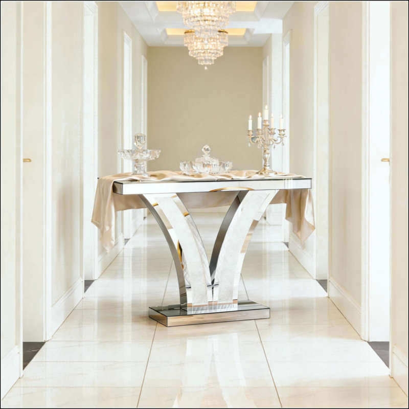 Table de couloir design, table d'appoint en miroir, console