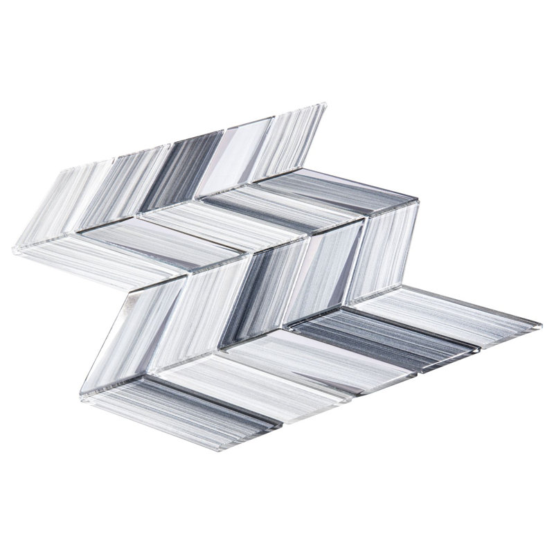 Lausanne 2-in. x 5-in. Striated Chevron Glossy Glass Mosaic Wall & Floor Tile, Servan