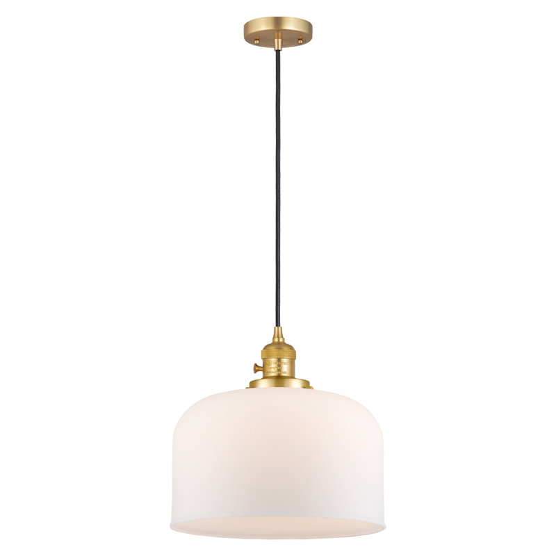 Luminaire suspendu en forme de globe à 1 lumière Analiah, Blanc mat, Or satiné, DEL