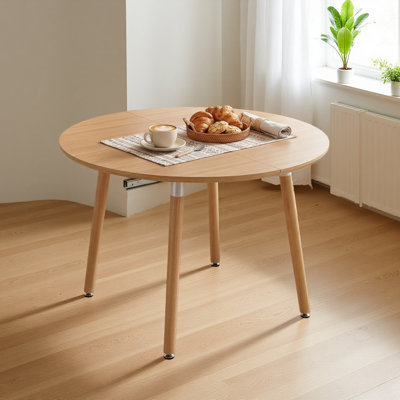 Table de salle à manger extensible 3-en-1, table de cuisine ovale ronde de 43,3 po à 74,8 po avec pieds en bois massif et rails coulissants silencieux de haut calibre, table multifonctionnelle robuste et peu encombrante pour 4 à 8 sièges