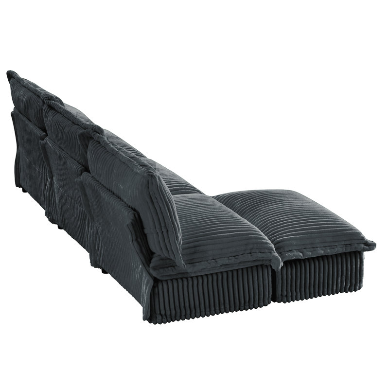 Canapé modulaire à housse avec repose-pieds réversible 3 places