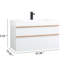 Meuble-lavabo flottant mural blanc moderne de 36 pouces avec lavabo en acrylique intégré, pré-assemblé, 2 tiroirs à fermeture en douceur, poignées en bois bicolore, glissières de tiroir silencieuses, rangement bien rangé-220852257
