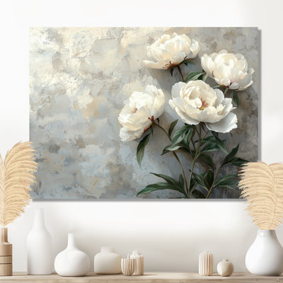 Bloom Of Peonies With Concrete Reverie III - Peonies Print On Metal