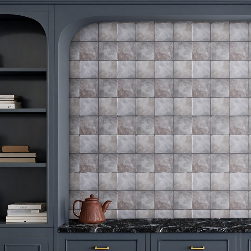 10Pcs Self-Adhesive Wall Tile Stickers, Grey