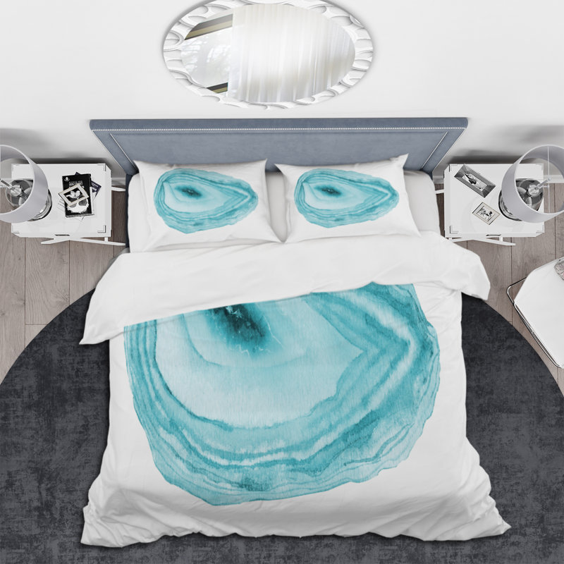Géode minérale turquoise - ensemble de housse de couette moderne - microfibre de polyester