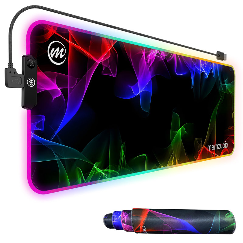 Gaming Mouse Pad With Rgb Light, Black Pattern
