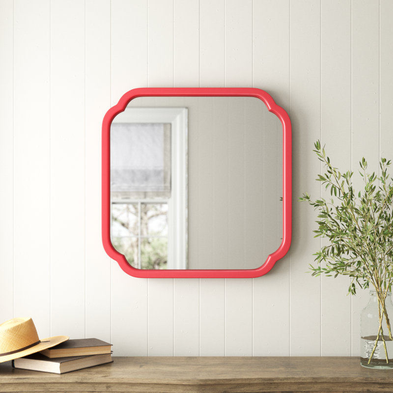 Baltic Wood Scalloped Wall Mirror, Magenta