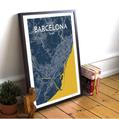 Barcelona City Map - No Frame Print