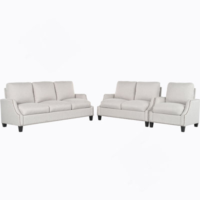 Modern 3 Piece Living Room Sofa Sets Including Sectional Couch, Loveseat And Armchair, Ideal For Apartment Comfort And Style