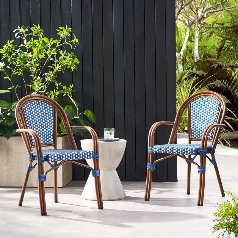 Chaise BISTRO (ensemble de 2), Blanc / Bleu marine