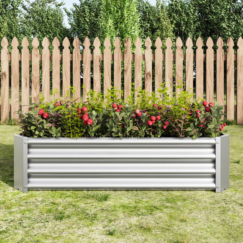 Jardinière surélevée en métal argenté de 421 pieds carrés pour légumes, fleurs et herbes aromatiques - Stable et durable pour la culture d'herbes aromatiques et de fleurs.