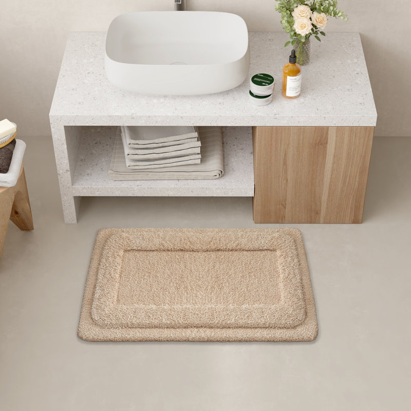 Tapis pour salle de bain Amijan, L 16 po x L 24 po, Kaki