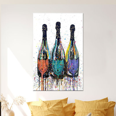 Toile imprimée graffiti Champagne Bottles: Modern Home Art, toile tendue 1P